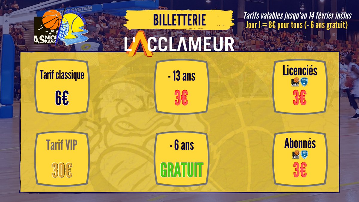 asniortbasket's tweet photo. ⚠️⚠️🆕🆕 La billetterie est ouverte pour la rencontre du Samedi 15 Février 2020 à @Acclameur contre Garonne ASPTT !

➡️💴 Points de vente: Bar Place des halles en face des Halles de Niort, Magasin @MIDFIELDER79  et le magasin @boulanger dans la zone Mendes France ! https://t.co/KbgiGh2mXg