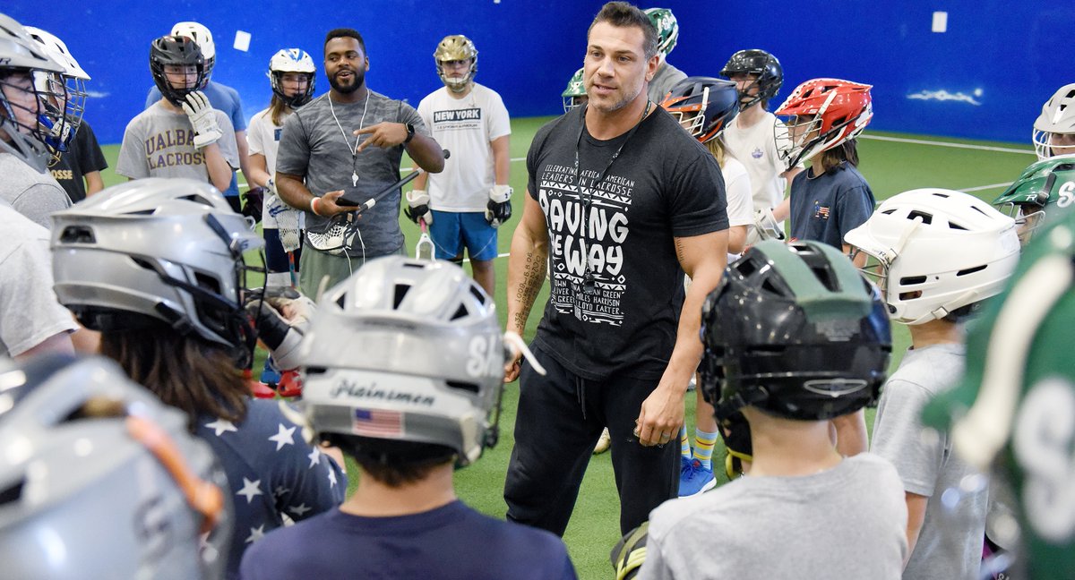 EricaPhotog's tweet photo. Instructors Trevor Baptiste and Greg Gurenlian teach students techniques to midfield faceoff athletes during The Faceoff Academy at @SARATOGA_YMCA Wilton branch @trevorbaptiste9 #518lacrosse #FaceoffAcademy https://t.co/IJCDNsqDbj