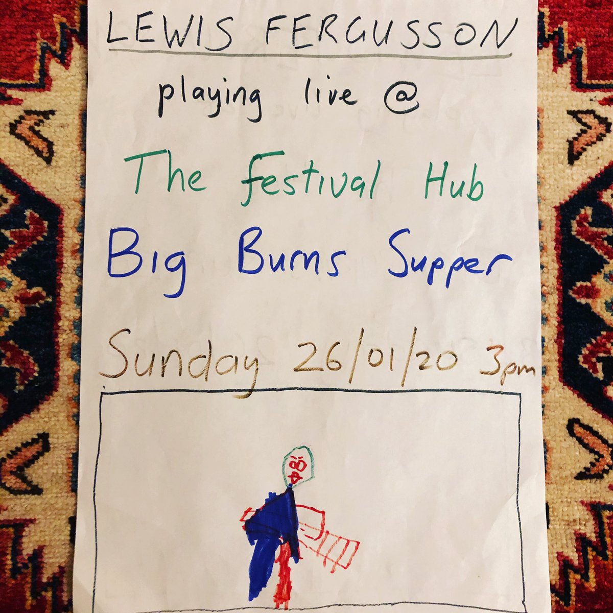 lewferg's tweet photo. That’s meant to be a picture of me playing guitar! @BigBurnsSupper #bigburnssupper https://t.co/V1RnypTDc9