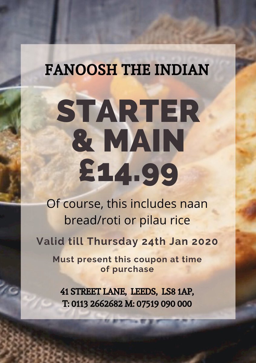 Take advantage of this week’s offer #curry #tandoorinaan #leeds #streetlane