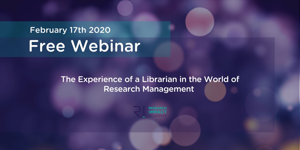 resimpacademy's tweet image. First webinar of 2020 - The experiences of a Librarian in the world of Research Management. In particular we will be considering the role of the librarian in research impact support. bit.ly/38eFvqJ