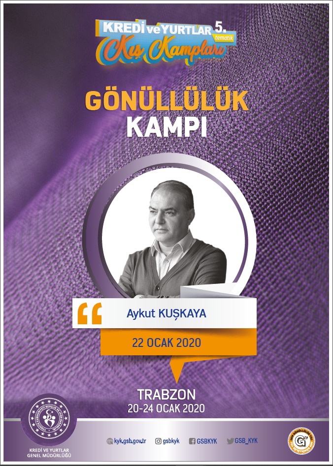 GSB Kredi ve Yurtlar Kurumu organizasyonuyla 5. Tematik Kış Kampları kapsamında bu akşam #Samsun 'Edebiyat Kampı' ve yarın akşam #Trabzon 'Gönüllülük Kampı'nda, ülkemizin dört bir yanından gelen pırıl pırıl gençlerimizle buluşarak ezgilerimizi paylaşacağız 🎙🎶

#KYKKampaGiriyor