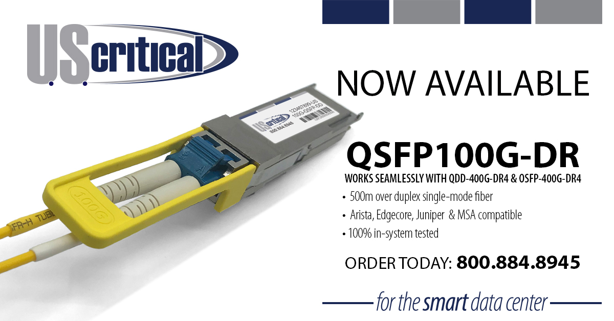US Critical is now shipping 100G DR1 optics across multiple platforms. The 100G single Lambda allows an upgrade path to 400G when used with 400G DR4 transceivers #datacenter #opticaltransceivers #100ge