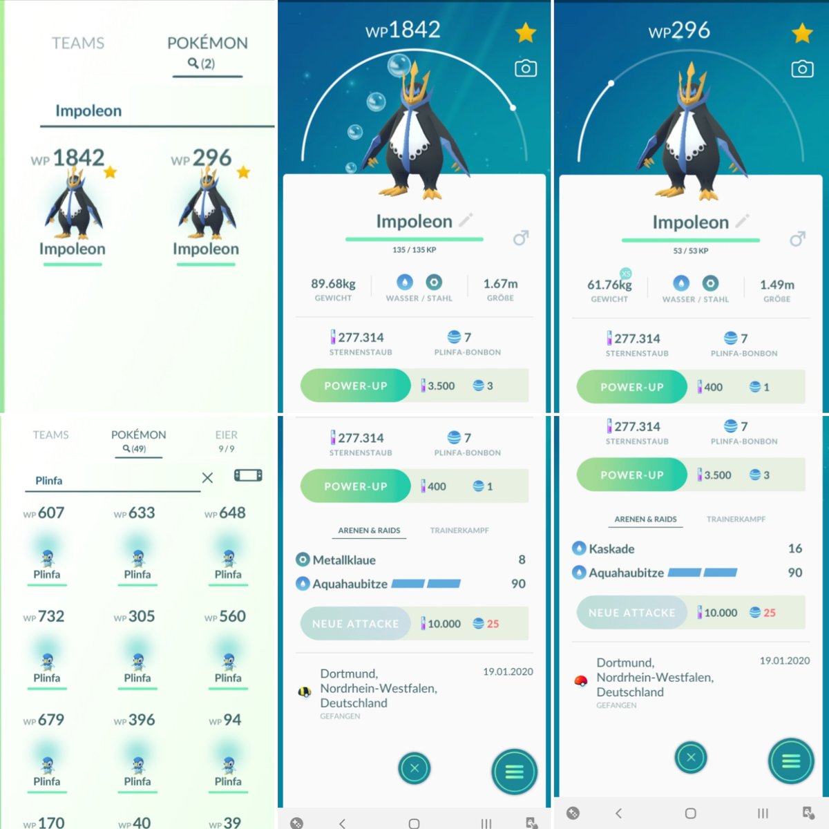 Jeschio_TV's tweet photo. Auf dem Bild seht ihr mein Ergebnis vom #PokémonGo #CommunityDay am 19.01.2020.
Es gab jede Menge #Plinfa zu fangen und #Impoleon zu entwickeln. Diesmal mit der #Spezialattacke #Aquahaubize.
#jeschio #gaming #teamblau #dortmund https://t.co/jftK4mx8lS