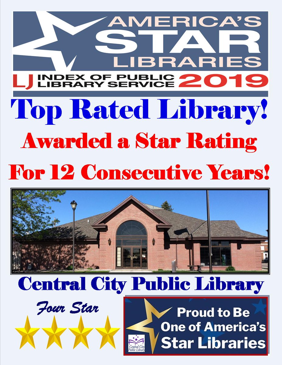 CcplNe's tweet photo. We are so excited to announce, that our library has been awarded a coveted 4 Star rating in @LibraryJournal ‘s 2019 national rating of public libraries, recognizing it as one of the top libraries in the nation! Thank-YOU for making us an America’s #StarLibrary once again!🌟🌟🌟🌟 https://t.co/2JVBb7Ra3Q