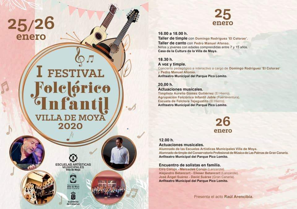 EvenActivMoya's tweet photo. Las Escuelas Artísticas Municipales de la Villa de Moya presentan la programación del I Festival Folclórico Infantil.
Este sábado 25 y domingo 26 de enero la Villa de Moya se convierte en punto de encuentro de nuestro folclore con agrupaciones, solistas y talleres. https://t.co/OYTFqwLeQk