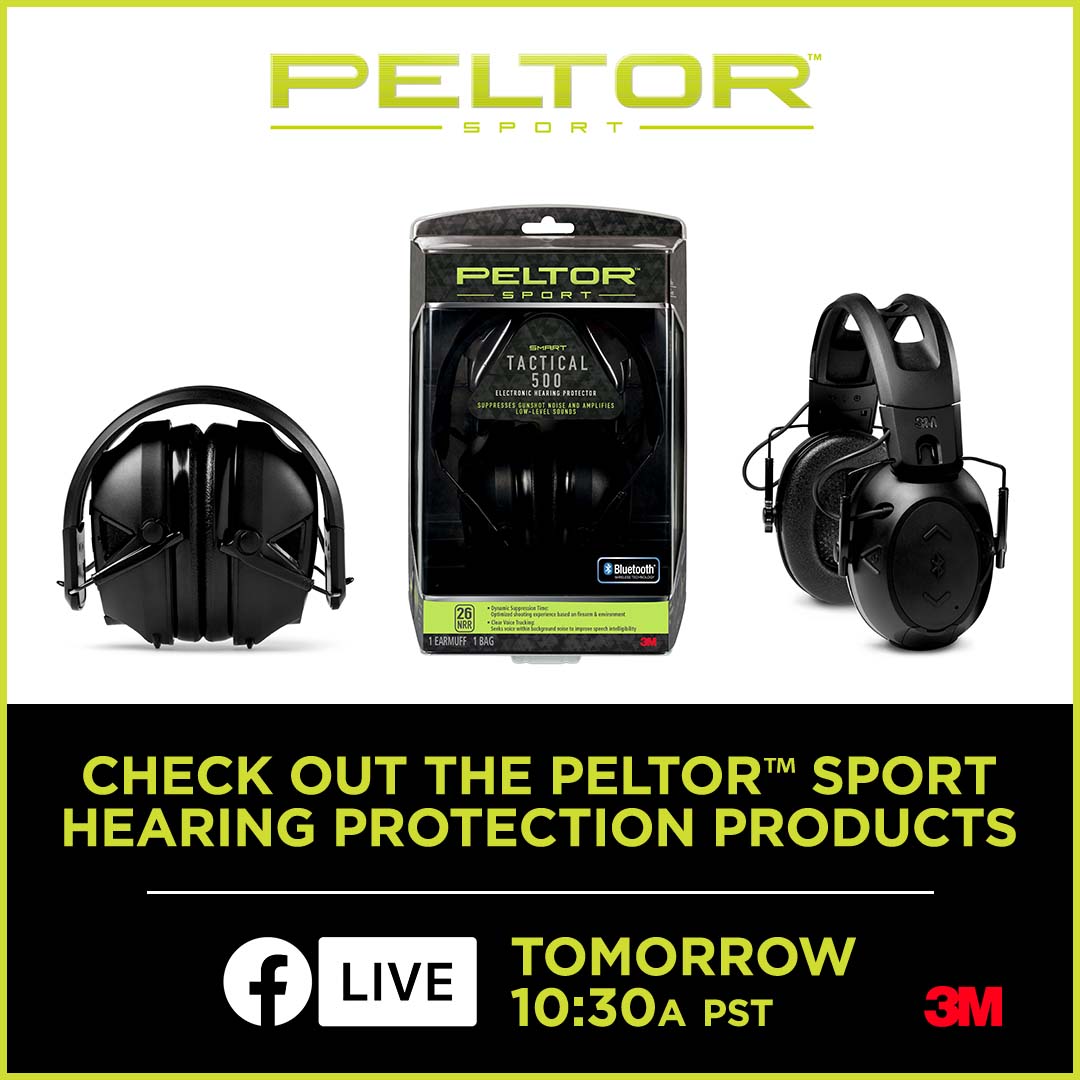 ShootingTimesUS's tweet photo. Join us tomorrow as we take a peak in at #Shotshow2020 and highlight the latest products from Peltor Sports and @3M. Tune in at 10:30 AM PST right here on Facebook! #Shotshow #Shotshow #Gunshow #Shooting #Target #safetyProtection https://t.co/mWs0BAbCcj