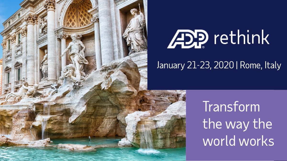 ADP's tweet photo. Excitement's building up for #ADPrethink which kicks off tomorrow. We're proud to welcome our global #HCM guests to the eternal city of #Rome. #WorkingFor https://t.co/st8kxcEEAg