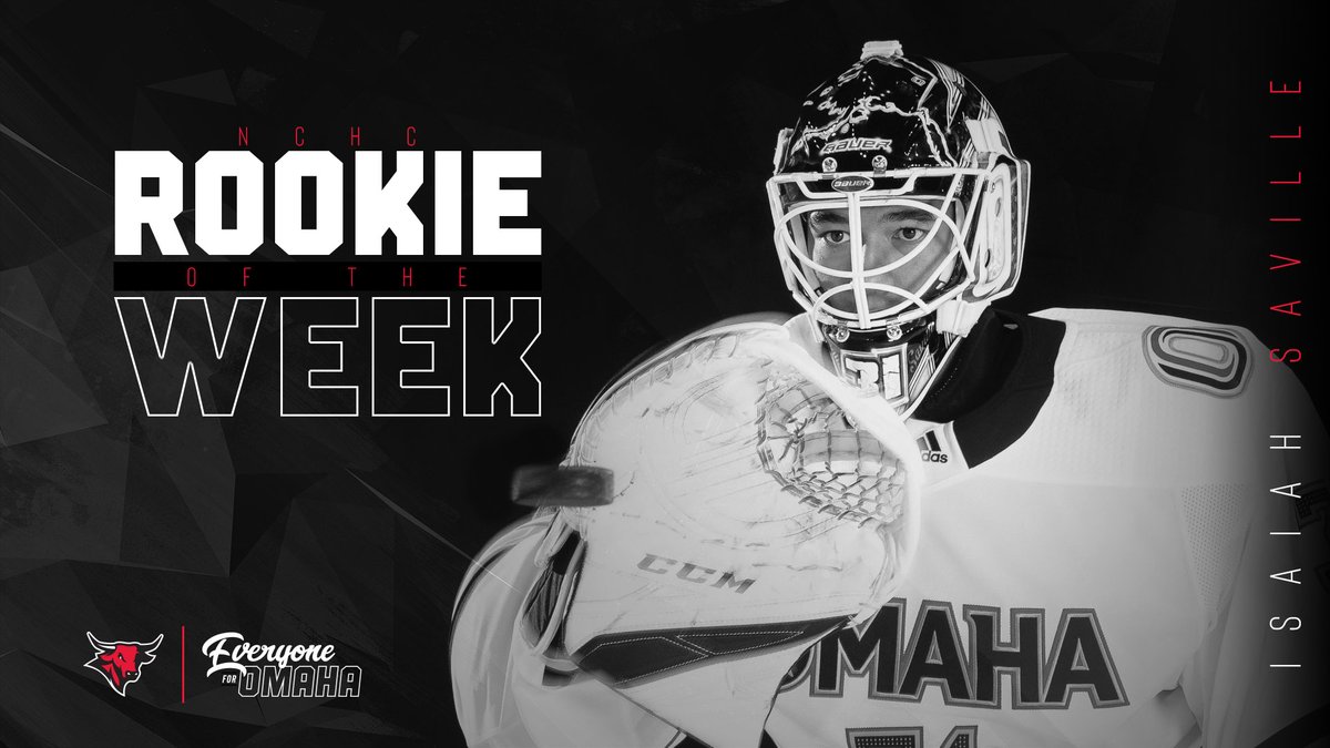 OmahaHKY's tweet photo. Congratulations to Isaiah Saville who was named the Bauer NCHC Rookie of the Week❗️ ⚫️🔴🏒

72 saves on 75 shots 💪

🔗: https://t.co/tWDPBA7BHK

#EveryoneForOmaha | #OmahaHKY https://t.co/gy7gpIe1T7