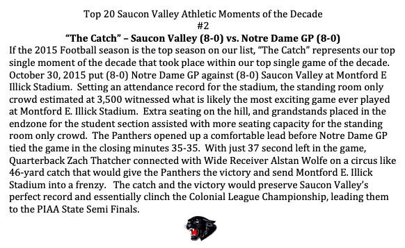SauconAthletics's tweet photo. #2 - "The Catch" (8-0) vs (8-0) https://t.co/SAB57tKT7C  #SVPanthers https://t.co/51IhbilHBk