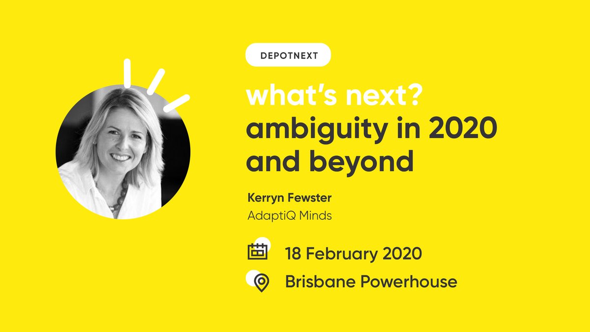 business_DEPOT's tweet image. Kerryn Fewster of AdaptiQ Minds will be hitting the stage for our upcoming #DEPOTnext on 18 Feb 2020! She will discuss one’s ability to #adapt to #ambiguity in the #workplace &amp;amp; what this means for #leaders &amp;amp; #organisations. Register here: bit.ly/2FI1Elb