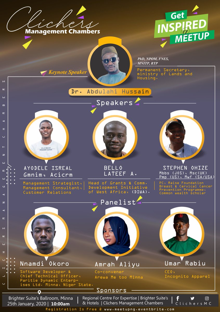 Meet our awesome speakers.

<a href="/GDGMinna/">GDG Minna | #DevFestMinna #DevFest</a> <a href="/kotlinminna/">Kotlin Minna User Group</a> <a href="/rce_minna/">RCE Minna</a> <a href="/TEDxMinna/">TEDxMinna</a> <a href="/ArewaMetooMinna/">ArewaMeToo Minna</a> <a href="/DIWAfrica/">DIWAfrica</a> <a href="/futmxdevc/">FUTMX Dev Circle</a> <a href="/ArewaMetooMinna/">ArewaMeToo Minna</a> <a href="/ArewaRecyclers/">ArewaRecyclers (Creating value from waste)</a> <a href="/paritieltd/">Paritie LTD</a> @MxMinna @mxgottalent <a href="/socialgoodstuff/">Social Good Stuff</a> <a href="/minnatechmeetup/">Minna Tech Meetup</a>