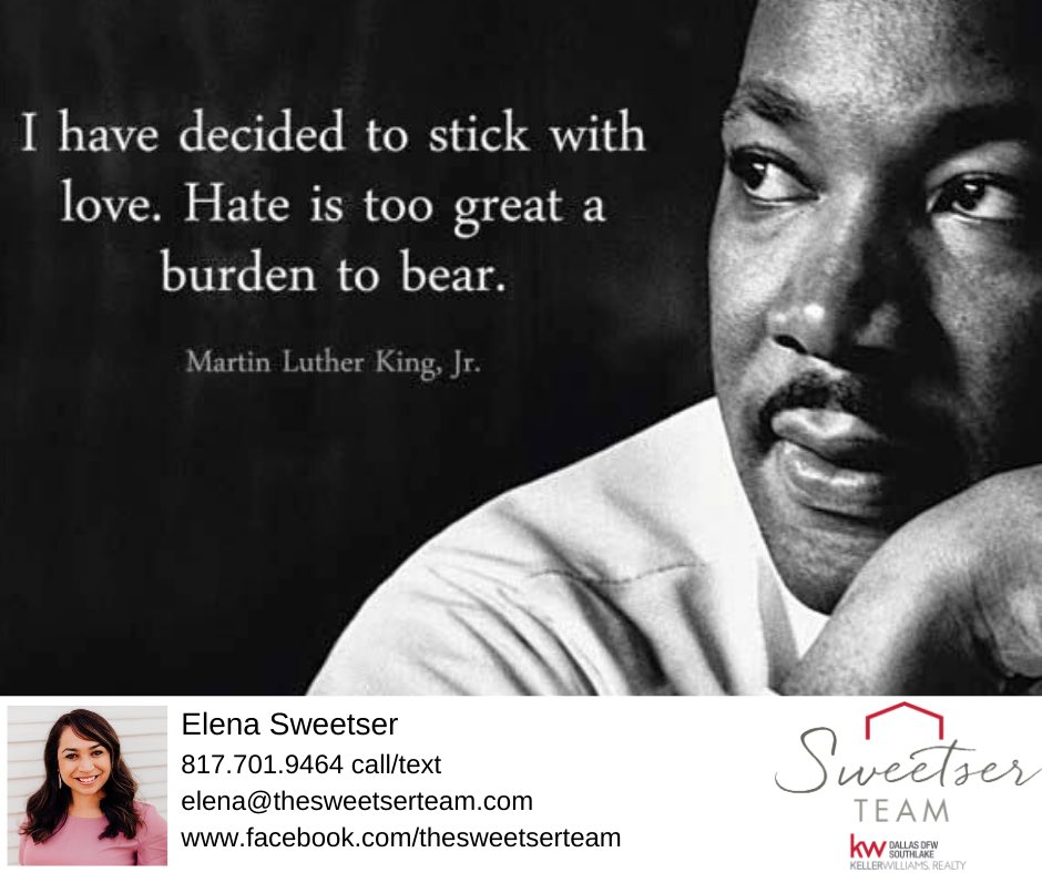 SweetserTeam's tweet photo. 🙌🏼 Always choose love! #martinlutherkingjrday #thesweetserteam #kellerwilliams #lovealwayswins https://t.co/YE27DRqeJP
