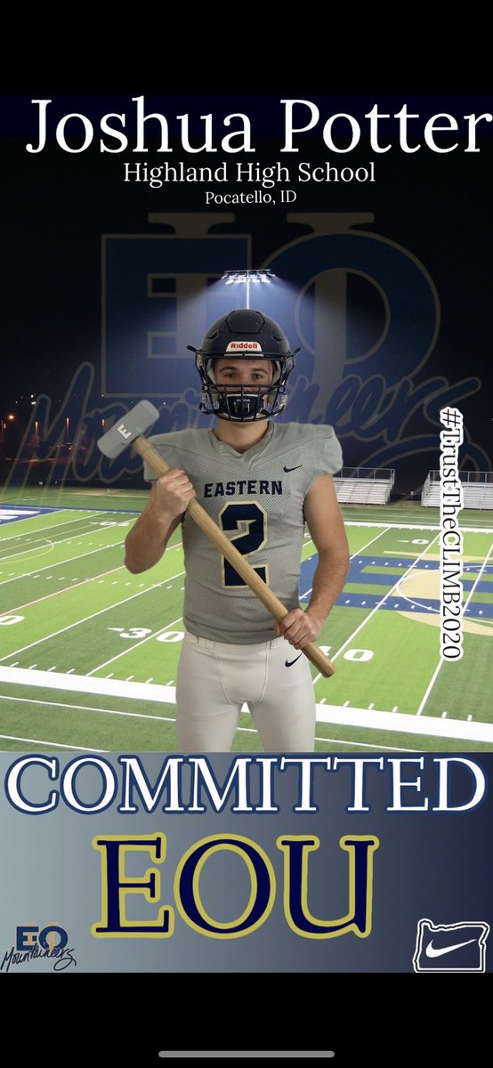 JoshuaPotter08's tweet photo. Proud to say that I have committed to EOU! Thanks @CoachLyngar_EOU and the rest of the coaching staff for giving me this opportunity. Can’t wait to become a Mountaineer! https://t.co/4S4x0nbglp