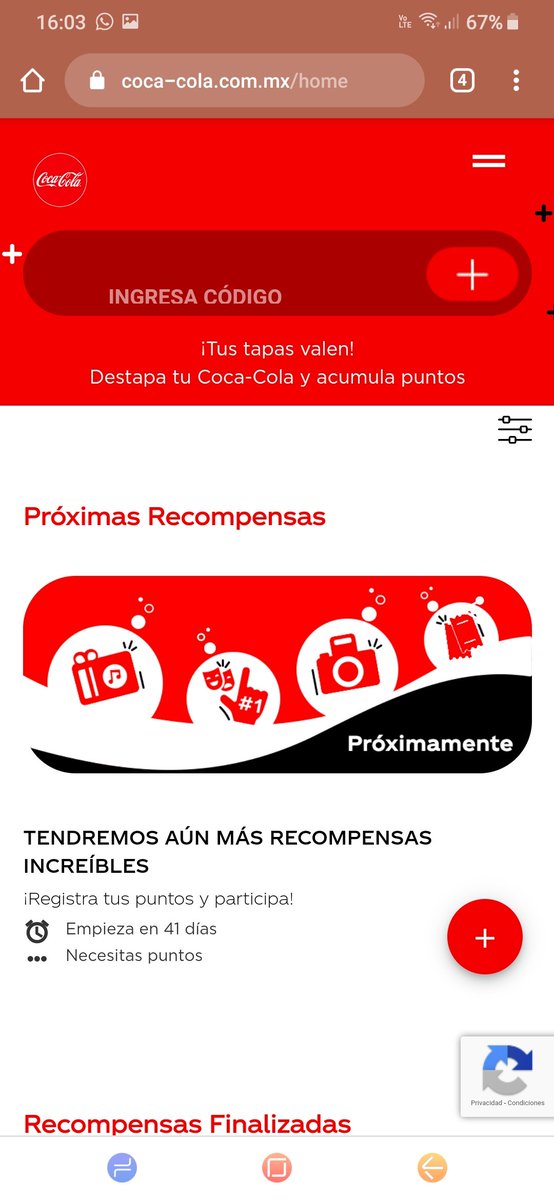 abigala6's tweet photo. @CocaColaMx Y cuando entro a mi cuenta nada, hace rato me tocó ver la recarga de $100 activa y cuando inicié sesión aparecía así , cómo saber entonces que regiónes si y los horarios? https://t.co/n7dMoqcrJf