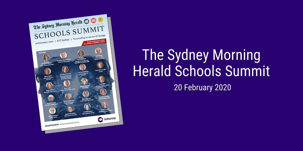 NewsAtNESA's tweet photo. What is the @SMH Schools Summit? It's an event held on 20 February at @ICCSyd that will facilitate debate and discussion around the future of Australian education. Find out more: https://t.co/hbLjx3q7w0 #NESAregisteredPD https://t.co/2jmOAfo5Ty