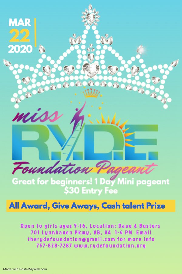 MichelleLayne1's tweet image. Excited about our Miss R.Y.D.E. Foundation pageant! Applications and info can be downloaded at our website rydefoundation.org #pageqnt #service #enrichment