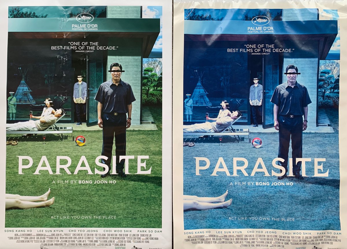 Belcourt's tweet image. Before and after. Here's what a 13-week run (and counting!) will do to a movie poster on Belcourt Ave. And PARASITE's still screening &amp;gt; bit.ly/Belcourt-PARAS…