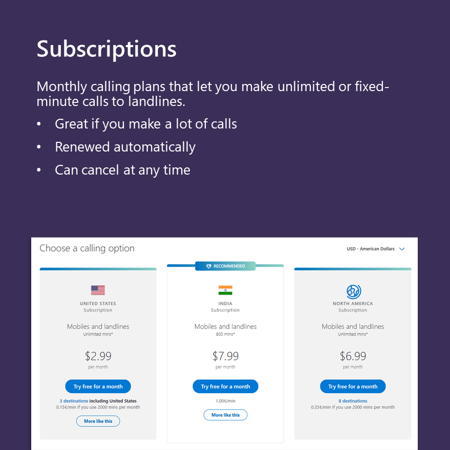 No need to dial 4-1-1. Here's an overview of each Skype plan option: http://msft.social/A7xIdD