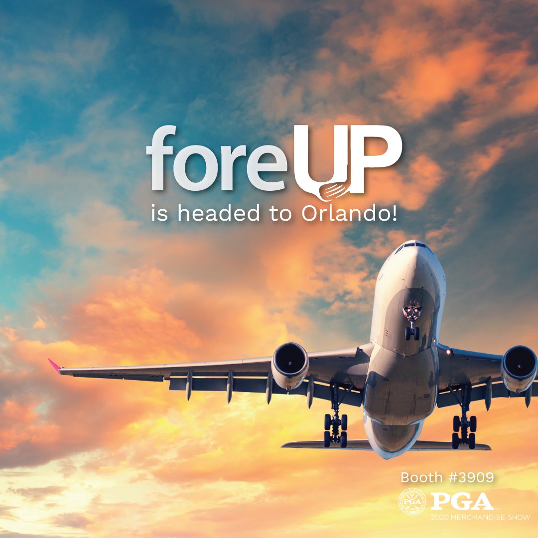 foreUP's tweet photo. Wheels UP↑. The foreUP Team is headed to Orlando for the @PGAShow. We'll be at #foreUPbooth3909 all week ;) Stop by and say hello! ✈️👋
#PGAshow #foreUPteam #golfoperations https://t.co/nLEDNnokiW