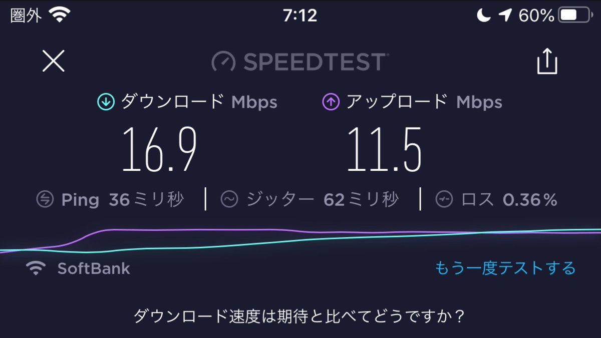 Johnny_Zirou's tweet photo. FUJI SIM(200GB)の通信速度です。
平日の朝の7時代の通信速度です。
(・ω・`)
#FUJISIM
#FUJIWifi
#通信速度 https://t.co/gYSaySMBRN
