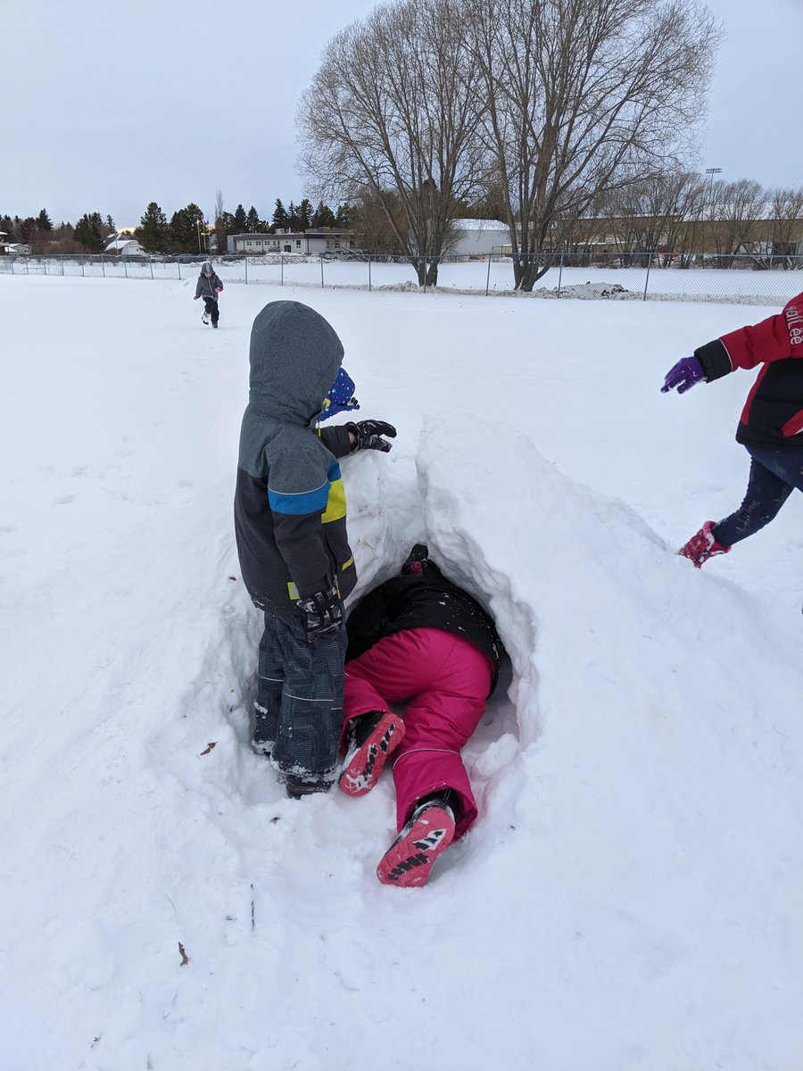 eberts_k's tweet photo. First day back, after 4 snow days off, means learning go outside! We made bird feeders, from Cheerios, and then took a walk to Cranna Lake to hang them. We also snuck in some snow rolling, tree climbing and time on the snow hill! #selfregulation #playoutside #maththroughplay https://t.co/TAvvEAKNwn