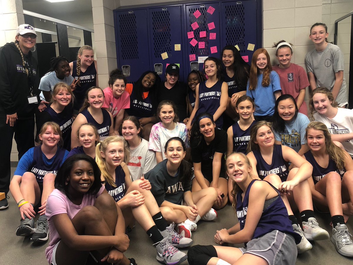 RCEMiddle's tweet photo. Our #LadyPanthers💜 had a great time throwing a surprise baby shower for Coach Baker! #teamRCE🐾 #RCEhoops🏀 https://t.co/n0d6ABxYdy