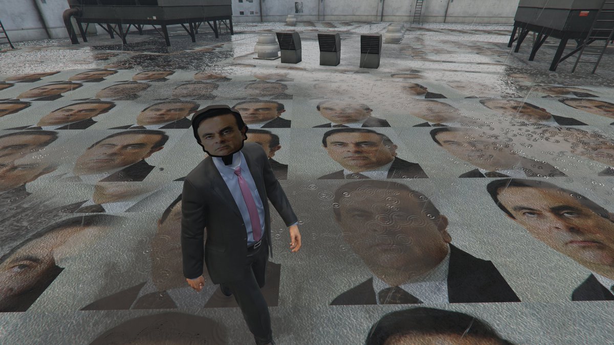 Big Thanks to <a href="/LSMultiplayer/">Los Santos Multiplayer</a> for helping me modding GTA V for my #carlosghosn performance "détournement de fonds" and also <a href="/quechus13/">Q13</a> for the avatar ! #ghosnisgone #gameart #festivallessinguliers <a href="/104paris/">CENTQUATRE-PARIS</a>