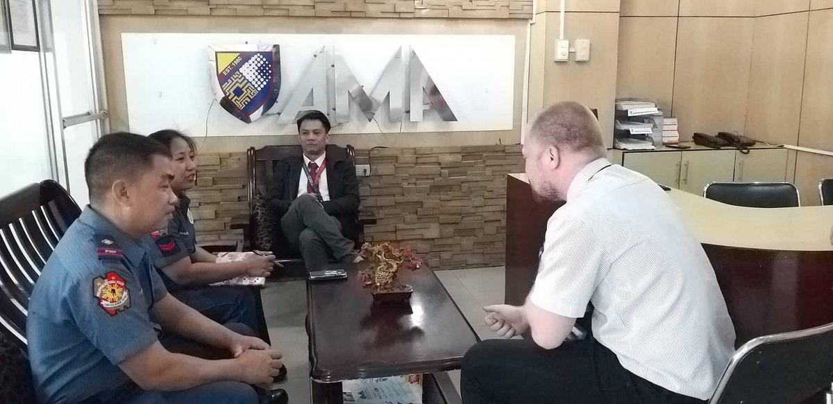 olongapops1's tweet photo. Photos show PS1 personnel, headed by NAPCO PLT RENATO BASA JR., under the leadership of PMAJ MAR JOSEPH B RAVELO, Station Commander, during the coordination at AMA Olongapo Campus in connection with NTF- ELCAC and KKDAT on January 21, 2020. 
#PNPKakampiMo 
#PNPCHIEFARCHIEGAMBOA https://t.co/ZVOFL9Tosl