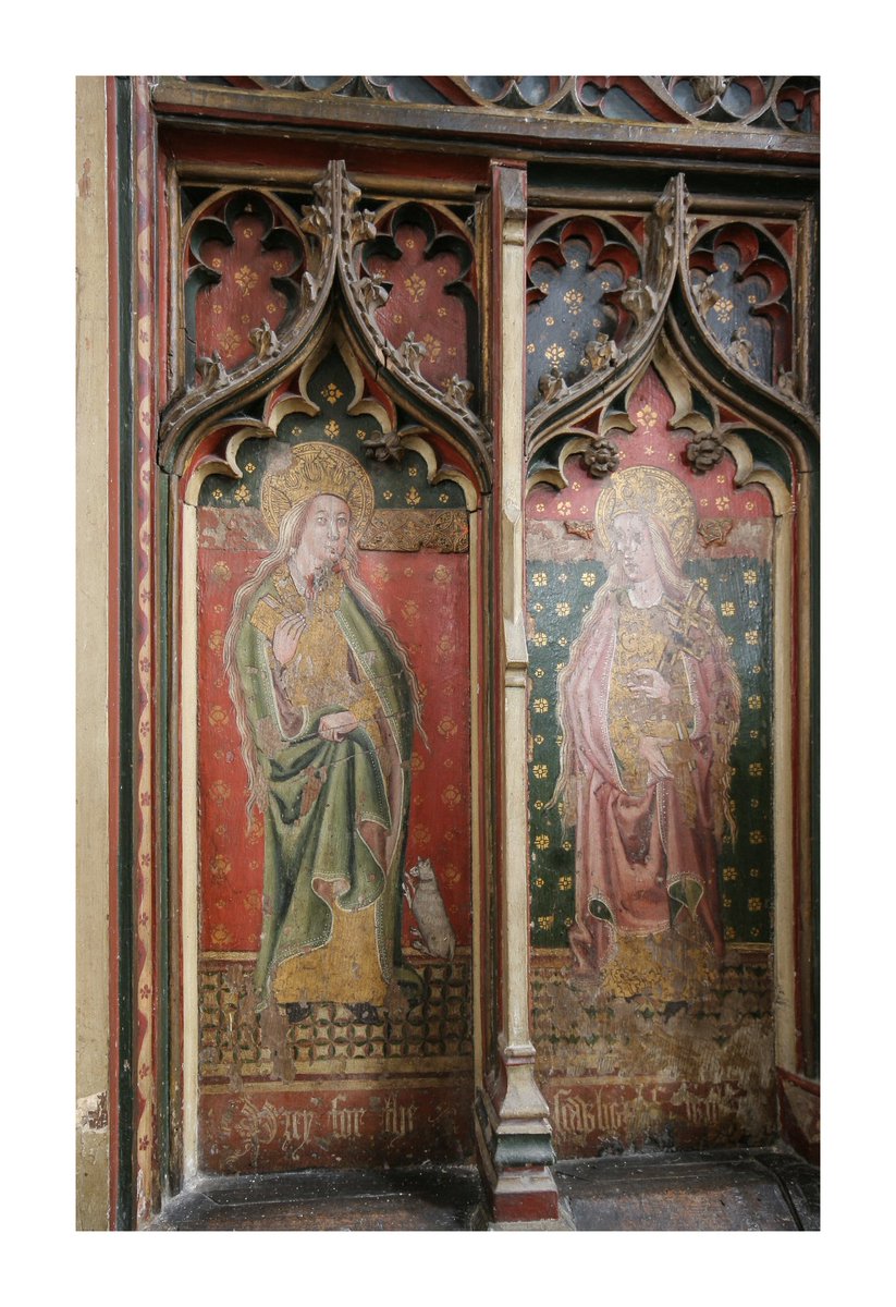 It's St. Agnes' Day - here's St. Agnes depicted on the 15th-century screen at St. Agnes' church in Cawston Norfolk @ExploreChurches @Ecclsoc #norfolk #agnes #feastdays @SocChurchArch