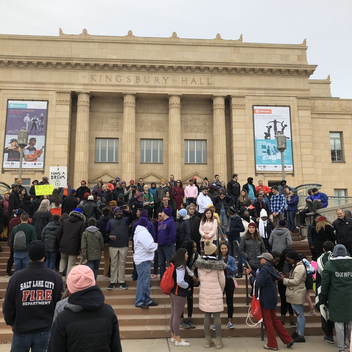 SLCFDCommunity's tweet photo. A service project, NAACP luncheon, and student-led marches and rallies. We couldn’t think of a better way to honor and come together on this #MLKDay. Grateful to be a part of a diverse and inclusive SLC community. #slcfire #utahscapitalcityfire https://t.co/8rfDnSG8dq
