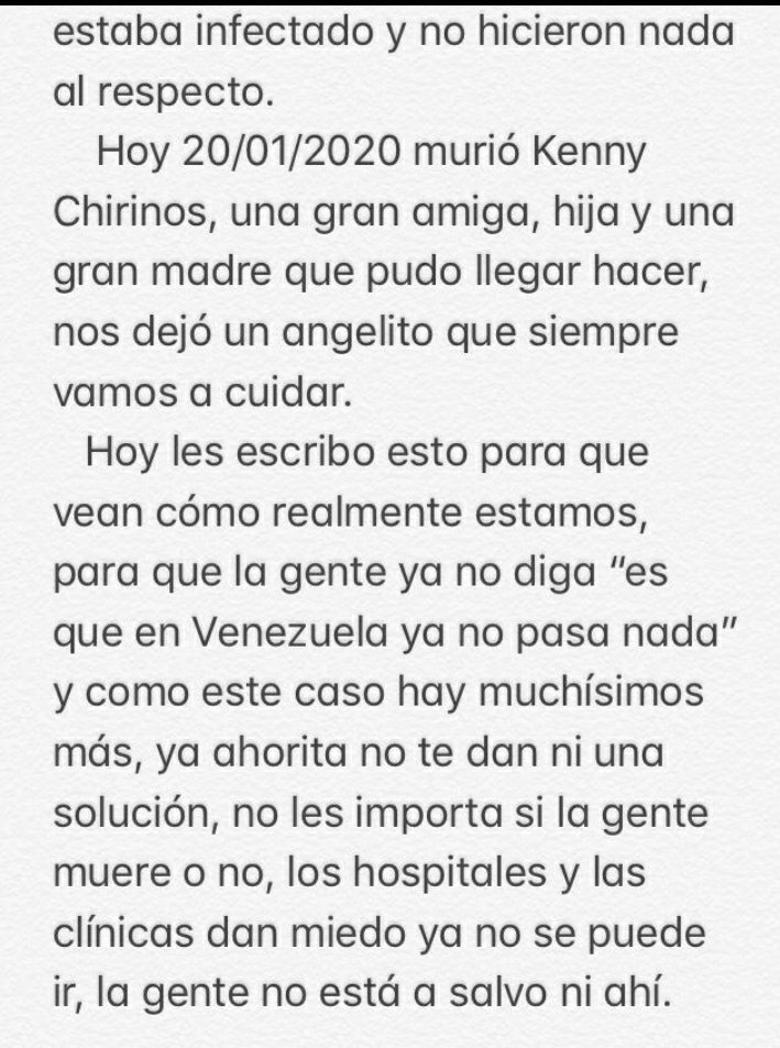 #KenyChirinos denunciaremos la grave situación de #Obstetricia de #HospitalMilitar hoy #20enero falleciste por negligencia médica, dejas recién nacida a tu hija, duele tu muerte en el alma #MalaPraxis <a href="/DiarioTalCual/">TalCual</a> <a href="/la_patilla/">La Patilla</a> <a href="/FMCenterNoticia/">FM Center Es Noticia</a> <a href="/TVVnoticias/">TVV Noticias</a> <a href="/Unionradionet/">Unión Radio</a>