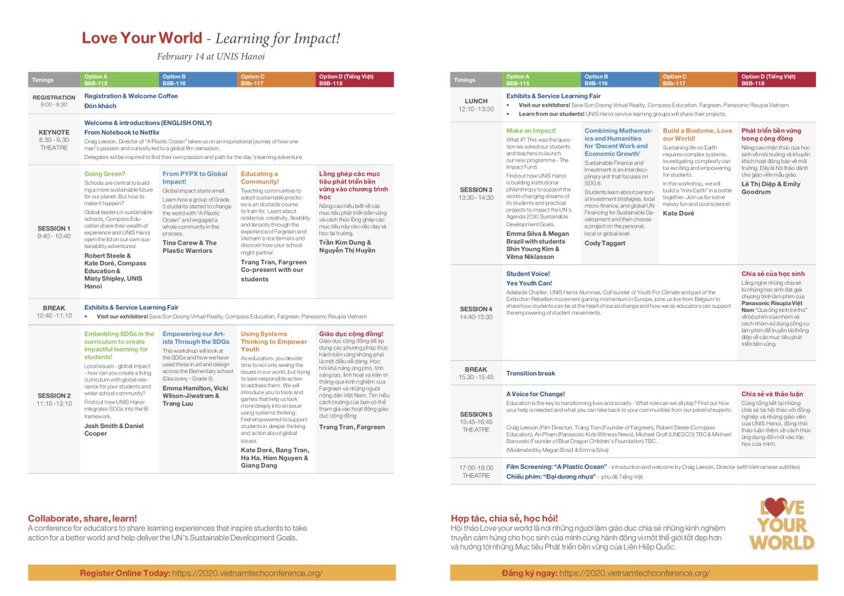 Including Craig Lawson Director of A Plastic Ocean! 'Love Your World' - Learning to Inspire through the SDGs- Friday, Feb 14th, 2020 @UNIS_Hanoi #TeachSDGs #uniquelyunis