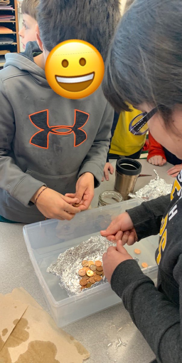 Miss_Kerby's tweet photo. Grade 3’s exploring with Buoyancy! They reflected from the first trial test to see what improvements/revisions  they can make. So that their tinfoil boat was able to hold even more cargo (pennies) for the final test! #bouyancy #science @HPEschools https://t.co/x098BHZYmF