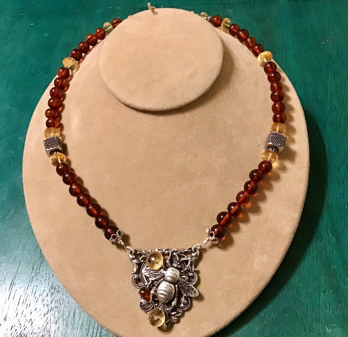 Excited to share this item from my #etsy shop: Heart of the Bee Necklace #beependant #yellownecklace #citrine etsy.me/2NK1XjQ