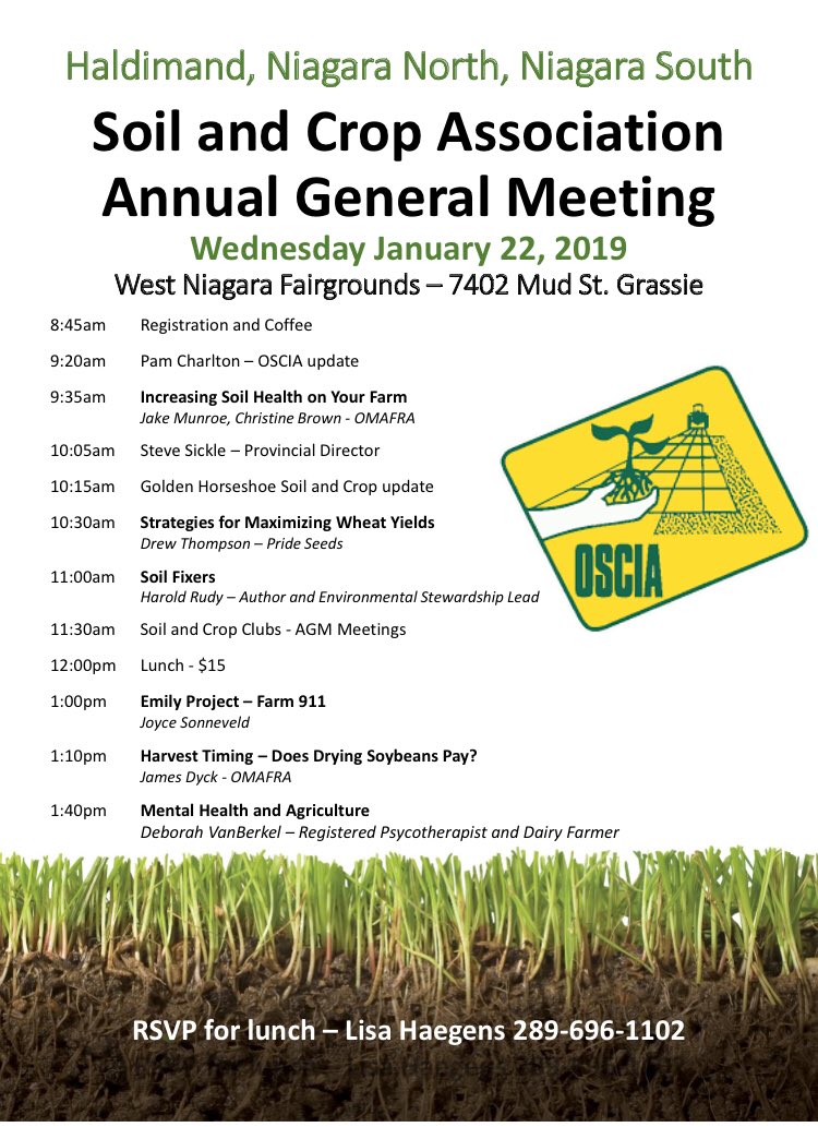 Don’t forget..tri-county AGM for Soil and Crop is this Wednesday! Hope to see you there!