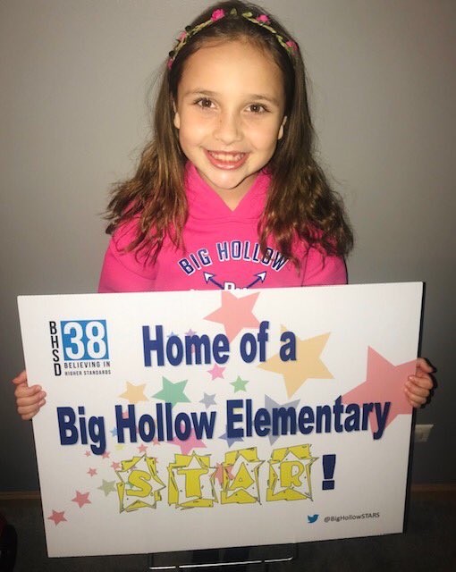 Bighollowelem's tweet photo. Congratulations to third grader, Abigail!  She is one of 24 students who received “STARburst” recognition during second trimester.
So proud of her and the exceptional role model she is! #PBIS #BHWarriorPride https://t.co/47HOVs5MKQ