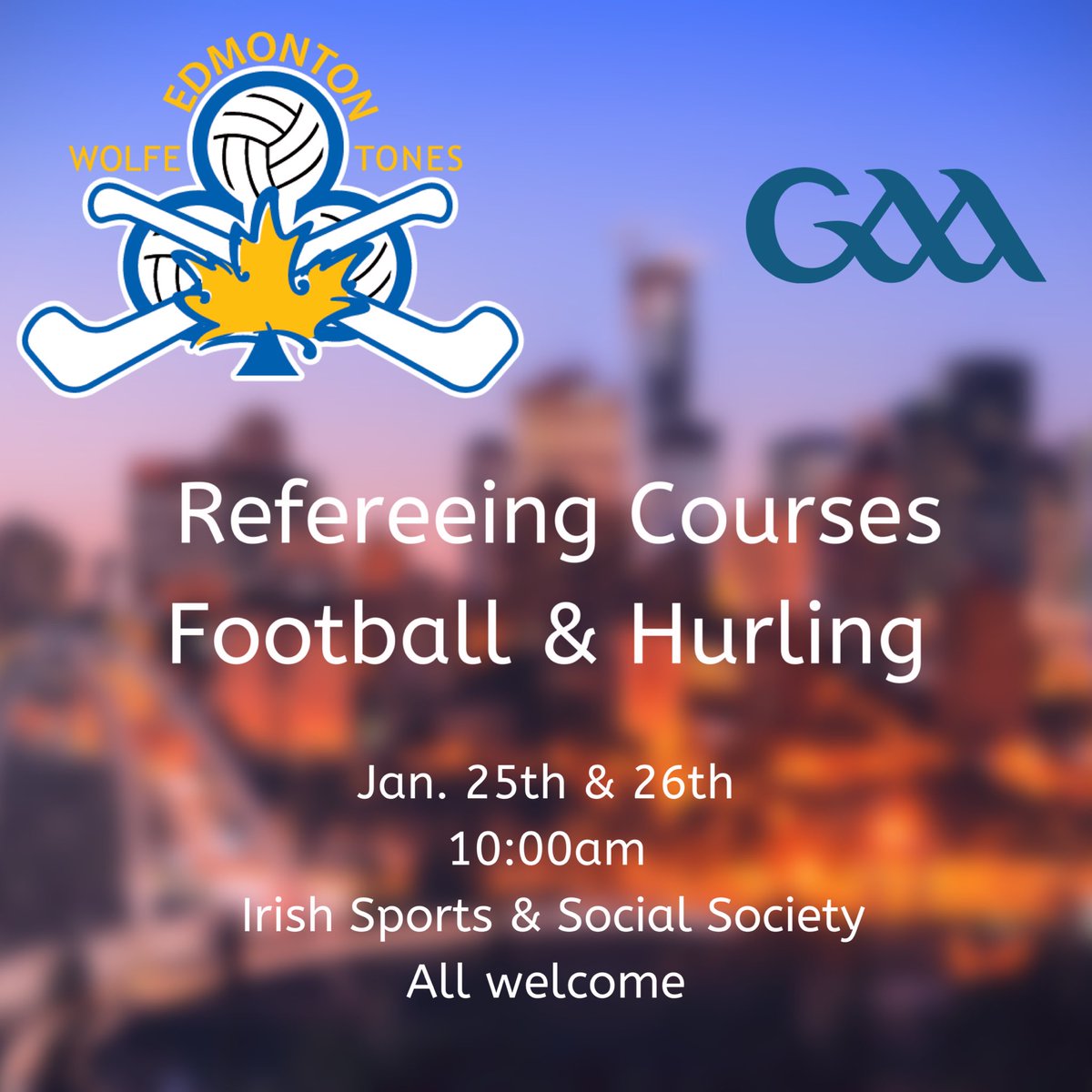 Delighted to be hosting <a href="/officialgaa/">The GAA</a> referee coaching courseS this weekend in #Yeg open to all! DM for dets #gaa #yegsports #gaelicgames <a href="/CalgaryGAA/">CalgaryChieftainsGAA</a> <a href="/canadagaa/">Canada GAA</a>