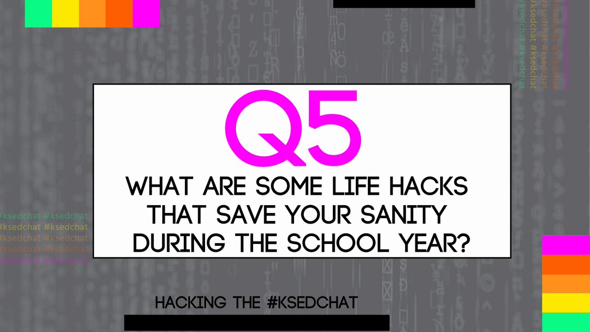Cbgardner16's tweet photo. Question 5: For our final question of the evening, what are some life hacks that save your sanity during the school year? #edhacks #ksedchat https://t.co/UZ3coF5HwG