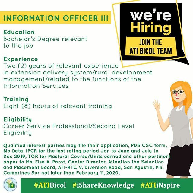 ati_bicol's tweet photo. Be part of ATI Bicol Team! https://t.co/tQe1gVj6t3 https://t.co/QjZ8iWExoh