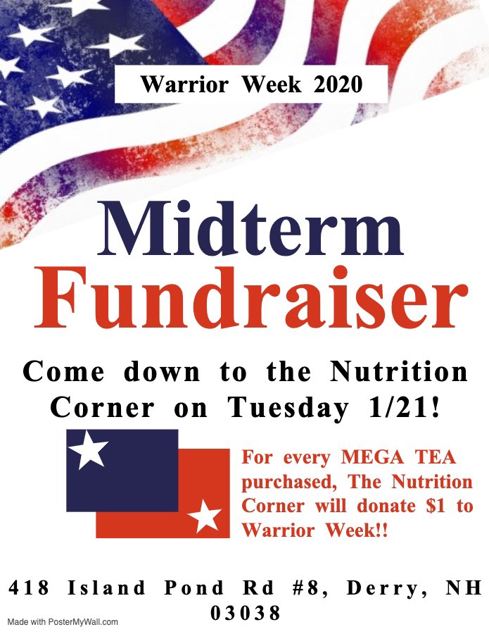 Hey Everyone‼️ After your midterms tomorrow, head over to The Nutrition Corner for a refreshing drink! For every **Mega Tea** purchased, the company will donate $1 to our cause!! Be sure to tell them you’re here with us!