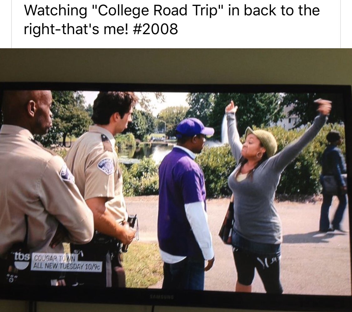 ShemekaWright's tweet photo. My first movie set was background work for #CollegeRoadTrip with #MartinLawrence & #RavenSimone in #2007, came out in 2008 #Flashback https://t.co/SqpZtTFoJ5