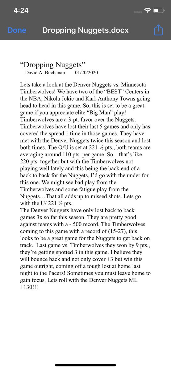 Davidb_2live's tweet photo. I wrote a column for the Nuggets vs Wolves games today b4 the game 1 of my first ones check me out.... https://t.co/kEhkFaF2PJ