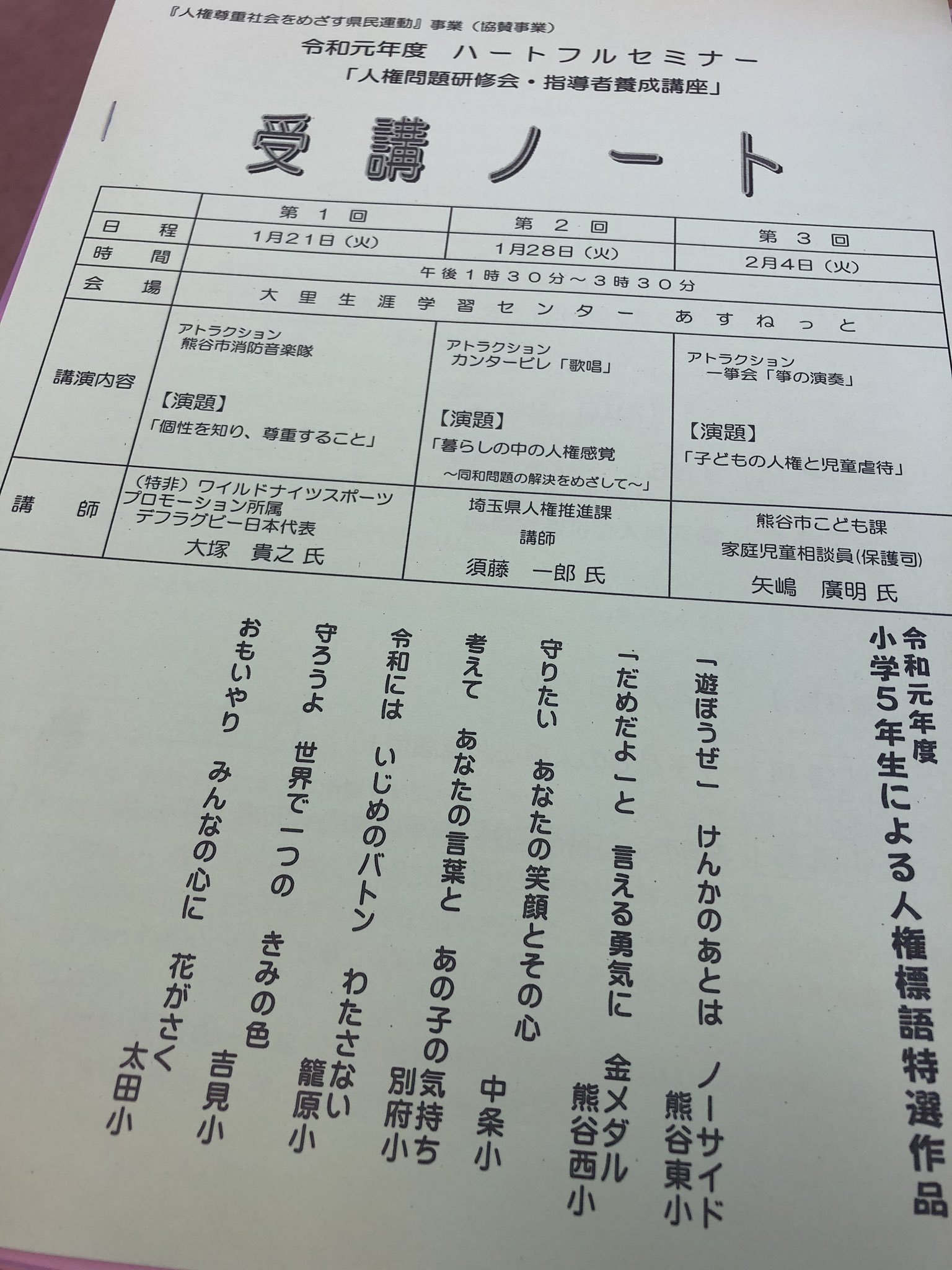 三宅 敬 Takashi Miyake Pa Twitter 館林市でのタグラグビー教室の後は 熊谷市大里生涯学習センターにてタカの講演会のお供です Wksp 原石からダイヤモンドへ