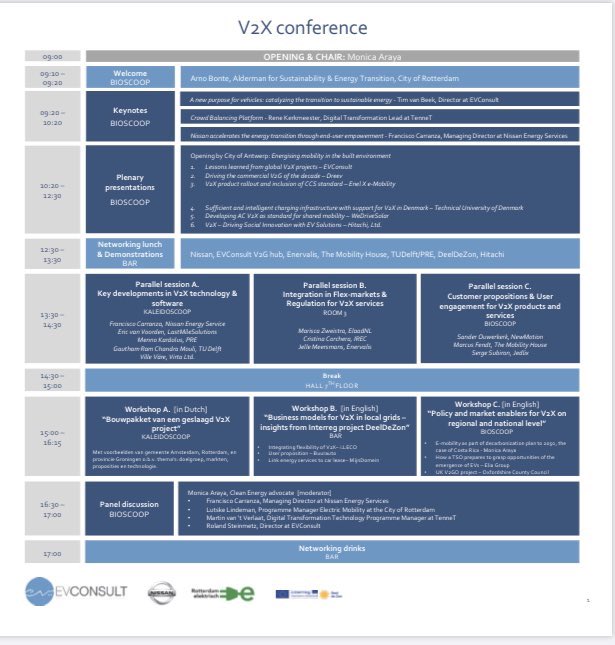 Opening of the plenary sessions by @TMeeuws of the City of Antwerp. Contributions by @MoormanSjoerd @vschachter @rfxdk @RobinBerg030 & Fumitoshi Emura. Find the full #V2XRotterdam program here: