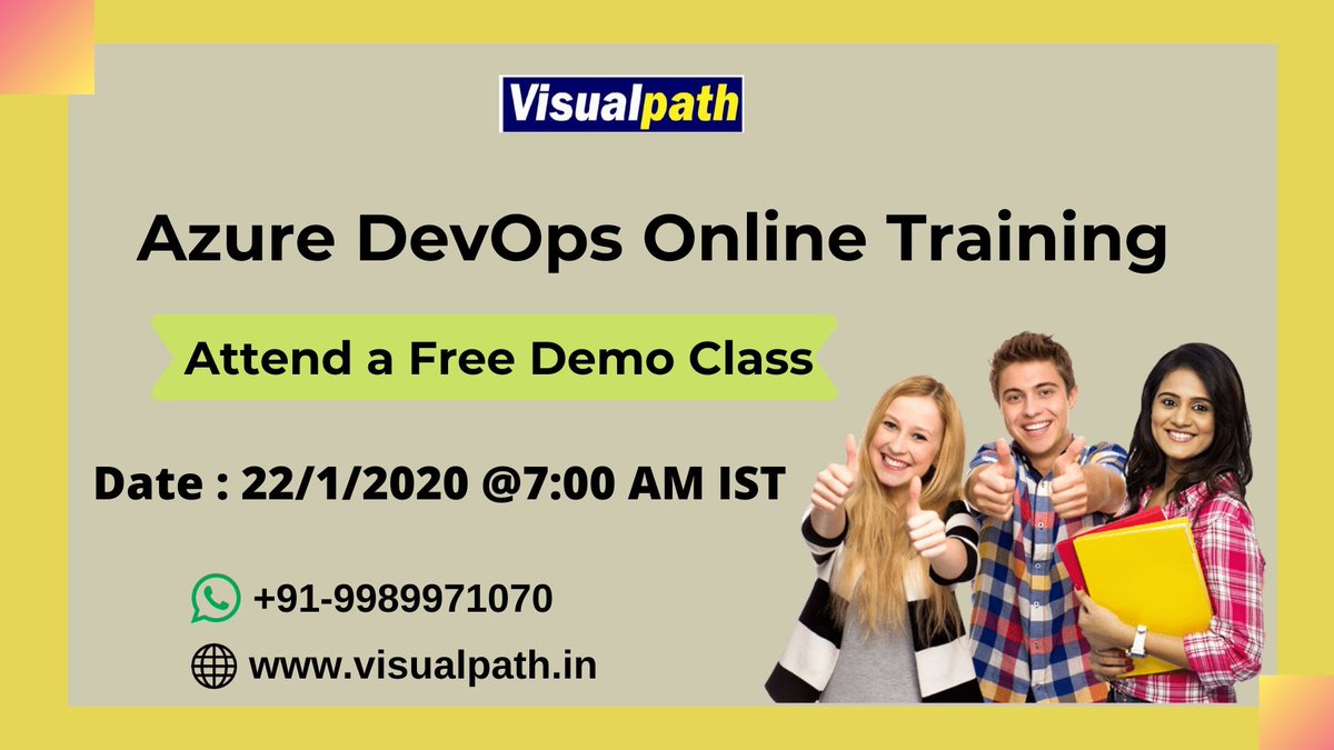 VisualpathPro's tweet image. Learn Azure DevOps course from Certified professionals at #Visualpath
Attend a free demo class on #Azure_Devops training in #onlinemode
Date & Time: 22nd Jan 2020 - 7am IST
Link to join  👉 bit.ly/2NJLiNt
📲 +91 9989971070 
visualpath.in/Microsoft-Azur…
#Zomato #azuredevops