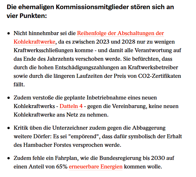Die #GroKo hintergeht den #Kohlekompromiss! Lange und sorgfältig hat die #Kohlekommission einen Weg für den #Kohleausstieg ausgearbeitet. Jetzt wendet sich die #GroKo von diesem Plan ab. Ehemalige Mitglieder der Kommission beschweren sich nun zurecht! spiegel.de/wissenschaft/n…