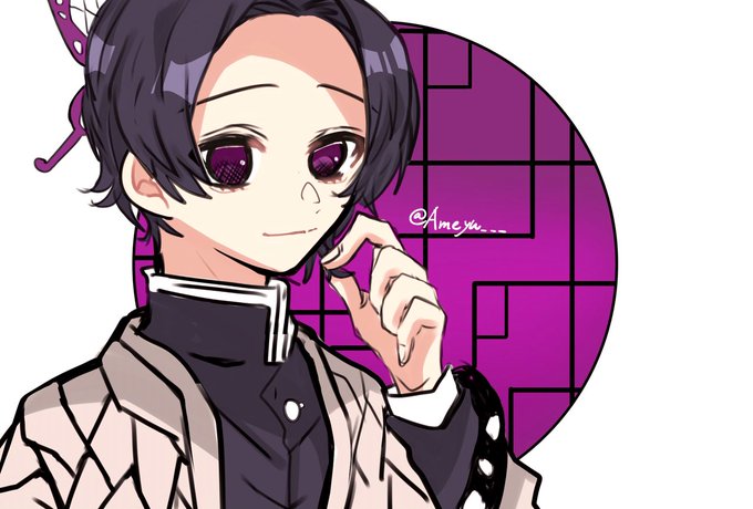 もふびいさんがTwitterに投稿した胡蝶しのぶ(鬼滅の刃)のイラスト。