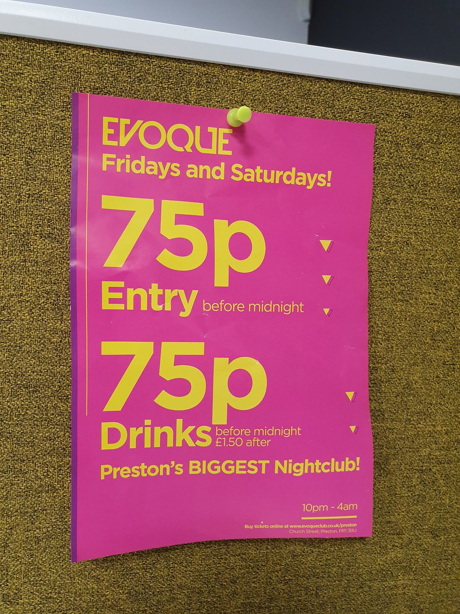 <a href="/EvoqueNightclub/">Evoque Nightclub</a> taking pride of place in the office. Fancy it <a href="/AdamSalisbury1/">Adam Salisbury</a>? Birthday treat <a href="/whatsthevibe383/">Mathew Walmsley</a>