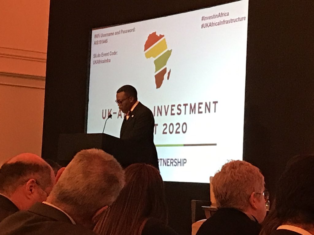 HCThompson001's tweet photo. Akinwumi Adesina, President @AfDB_Group opens #UKAfricaInfrastructure event, emphasizing importance of govts creating conducive conditions, private sector piling in, development finance leveraging private finance, availability of local currency financing. #InvestInAfrica https://t.co/2QDsNfzpaQ